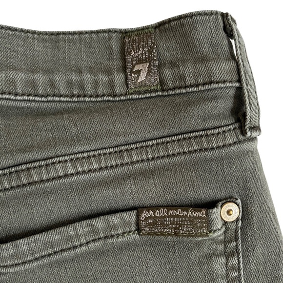 7 For All Mankind High Waisted Cropped Wide Leg Jeans Green - Picture 13 of 15